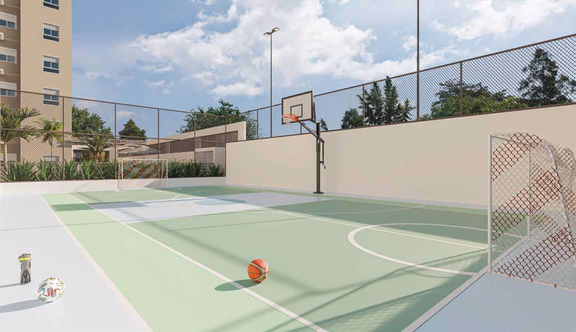 Perspectiva ilustrada — Quadra poliesportiva no Riviera Home Resort
